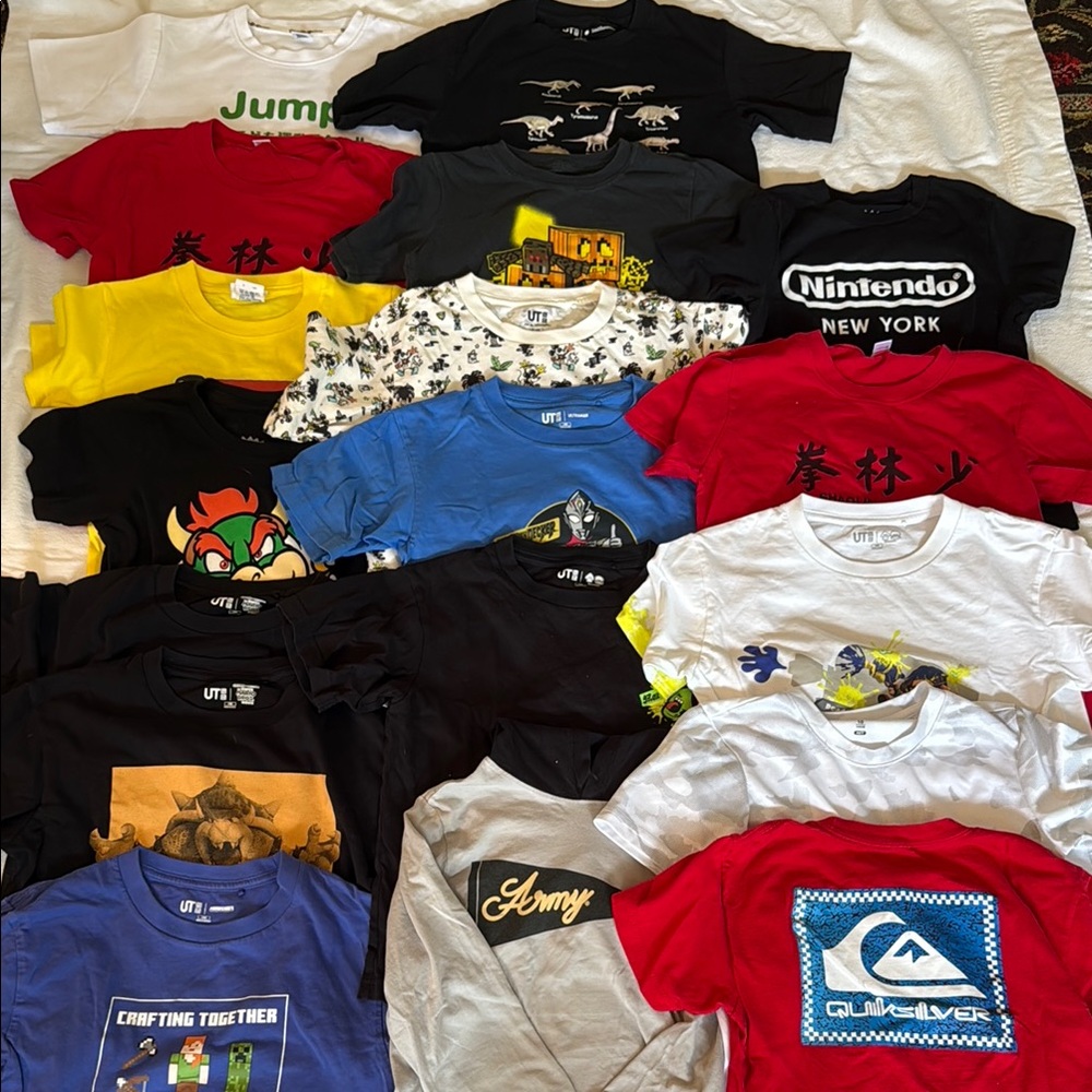 Large Lot 18 Cool Kids Tees-Most S, XS - Nintendo, Quicksilver, International